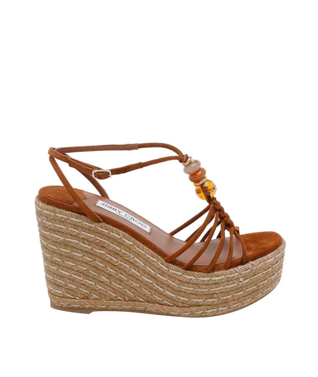 JIMMY CHOO Коричневые замшевые босоножки, фото 1