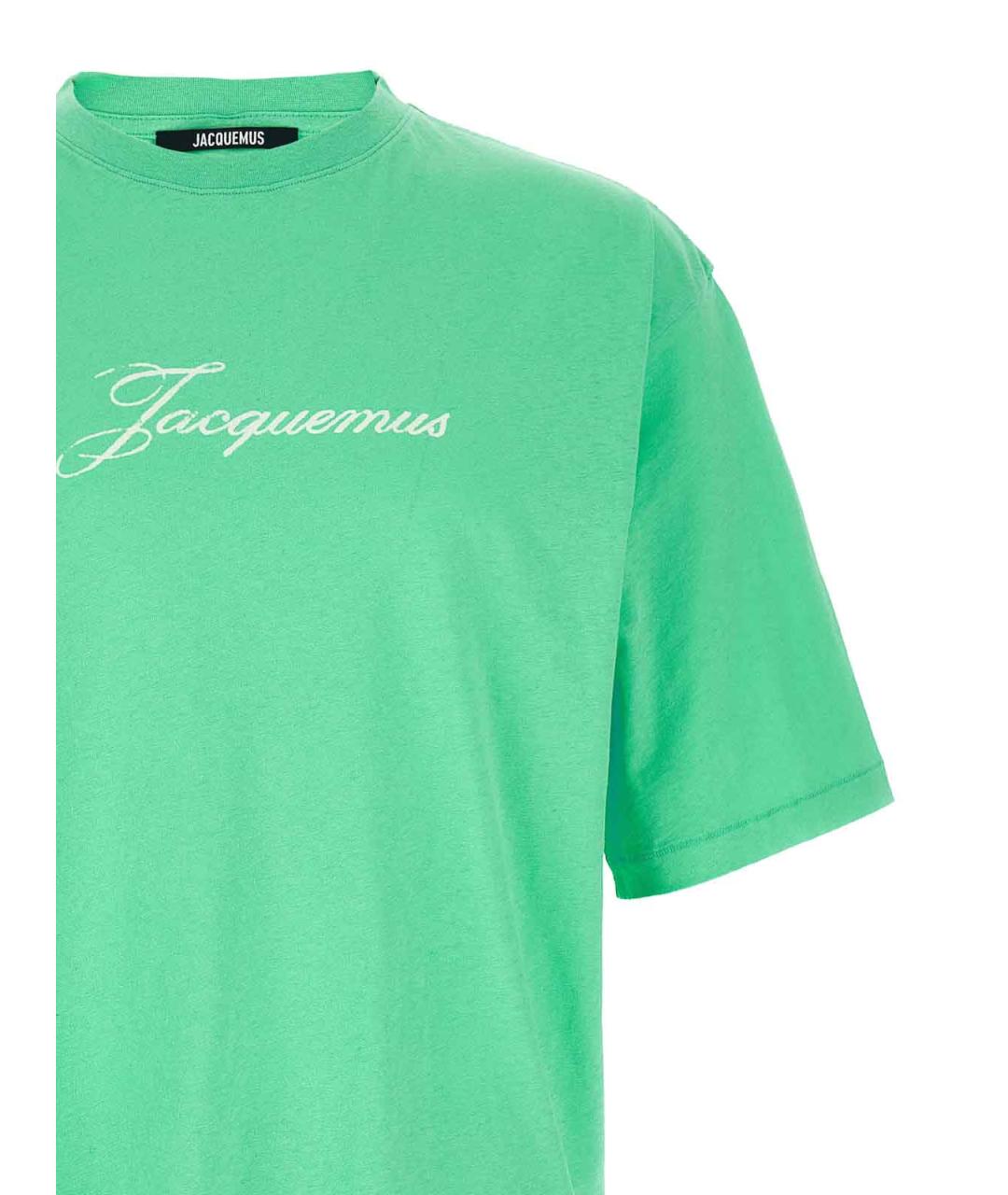 JACQUEMUS Зеленая хлопковая футболка, фото 3