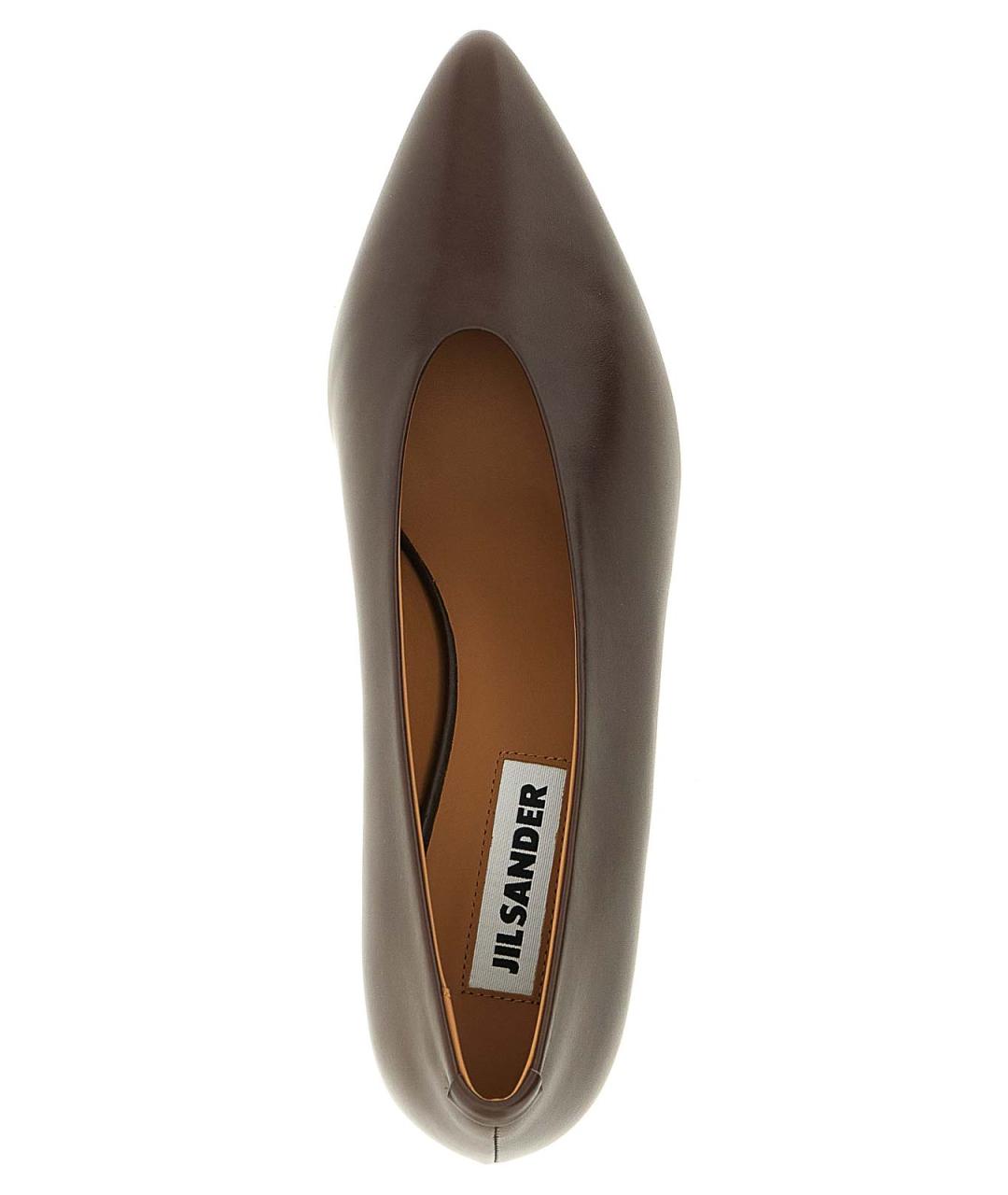JIL SANDER Коричневые кожаные туфли, фото 4