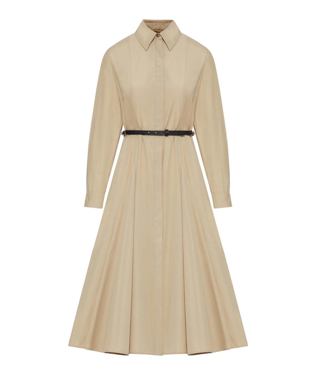 MAX MARA Бежевое хлопковое повседневное платье, фото 1
