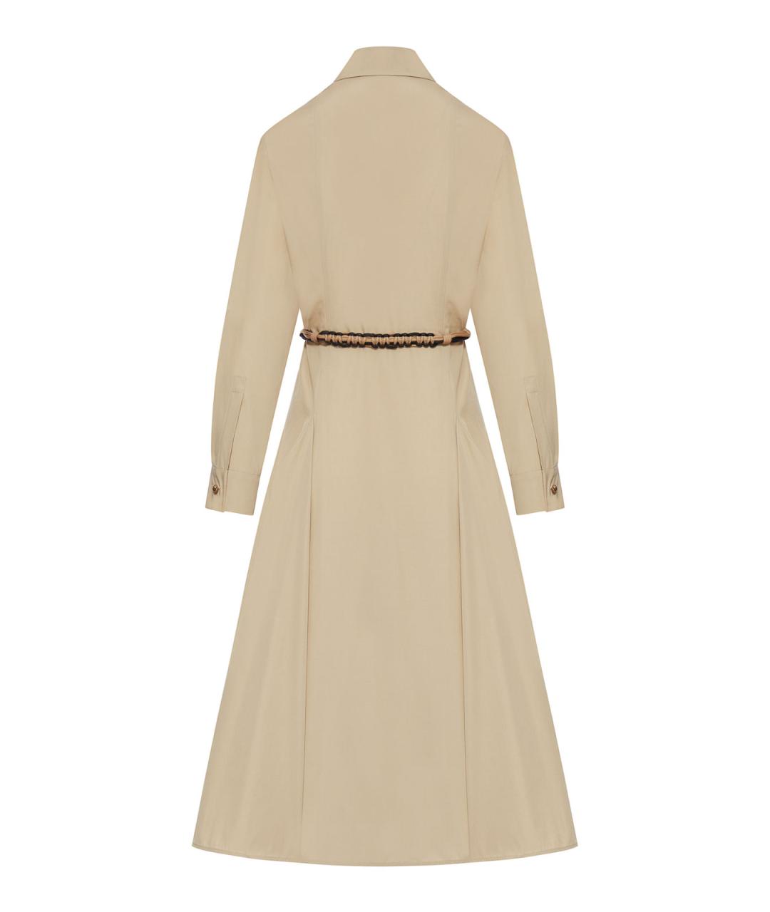MAX MARA Бежевое хлопковое повседневное платье, фото 2