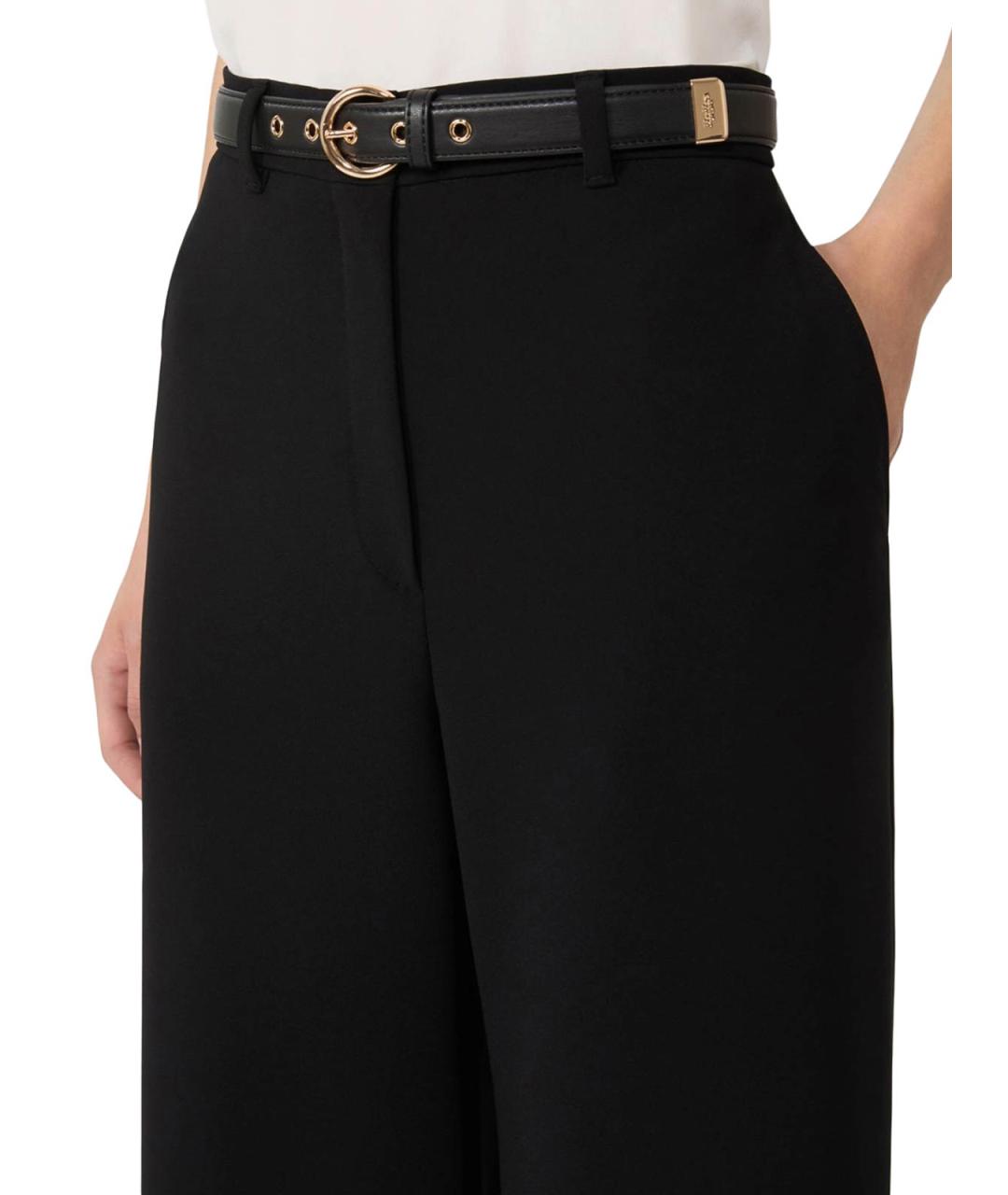 MAX MARA Черные кожаные брюки широкие, фото 5