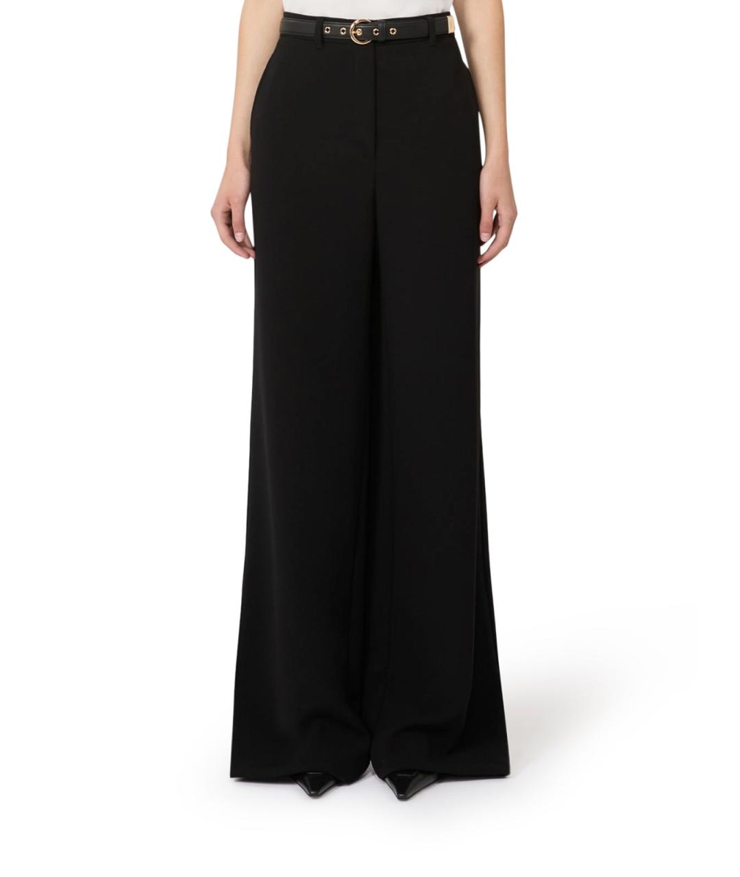MAX MARA Черные кожаные брюки широкие, фото 3