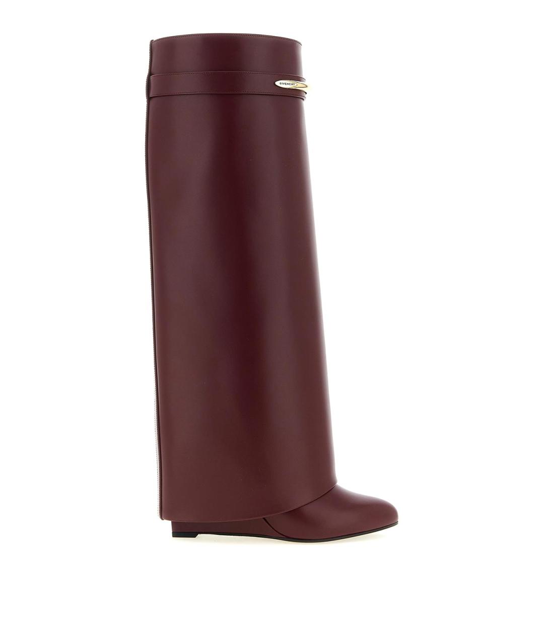 GIVENCHY Бордовые кожаные сапоги, фото 1