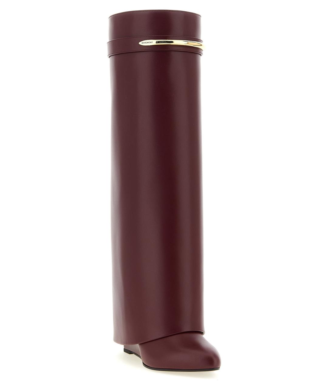 GIVENCHY Бордовые кожаные сапоги, фото 2