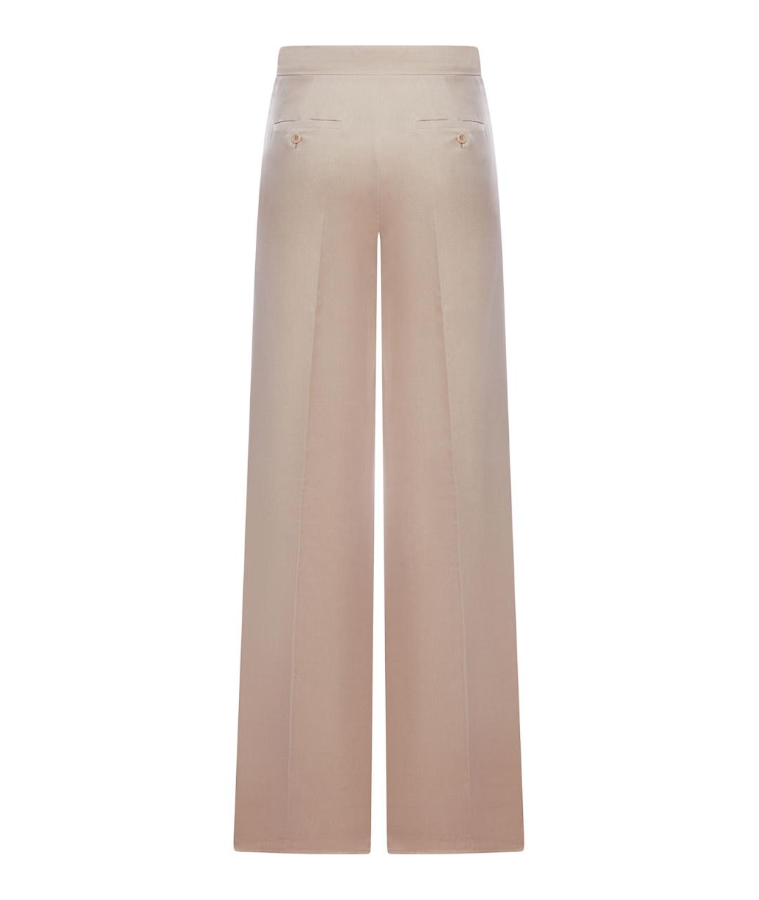 MAX MARA Бежевые шелковые брюки широкие, фото 2