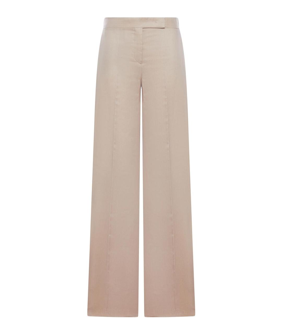 MAX MARA Бежевые шелковые брюки широкие, фото 1