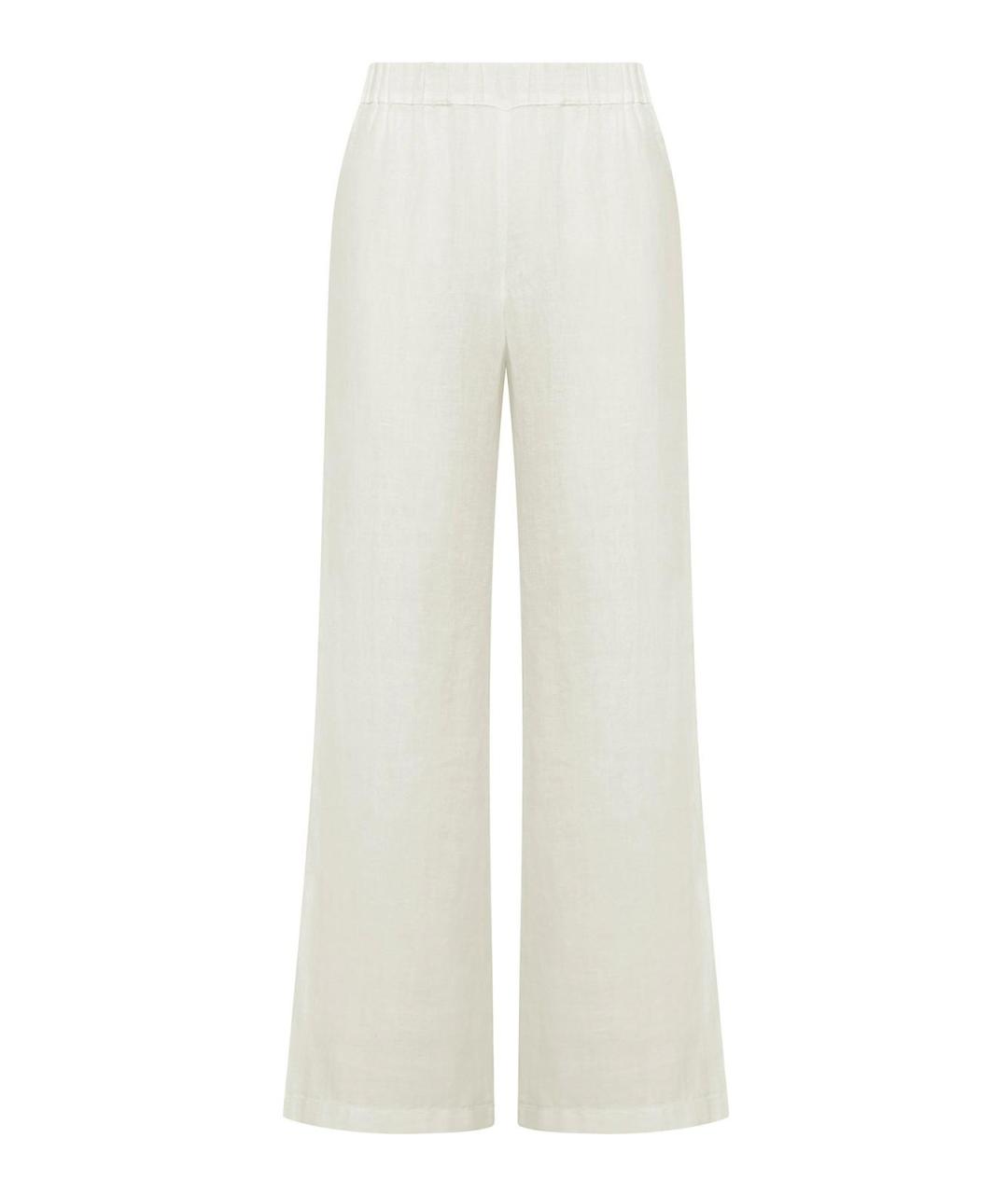 120% LINO Белые льняные брюки широкие, фото 1