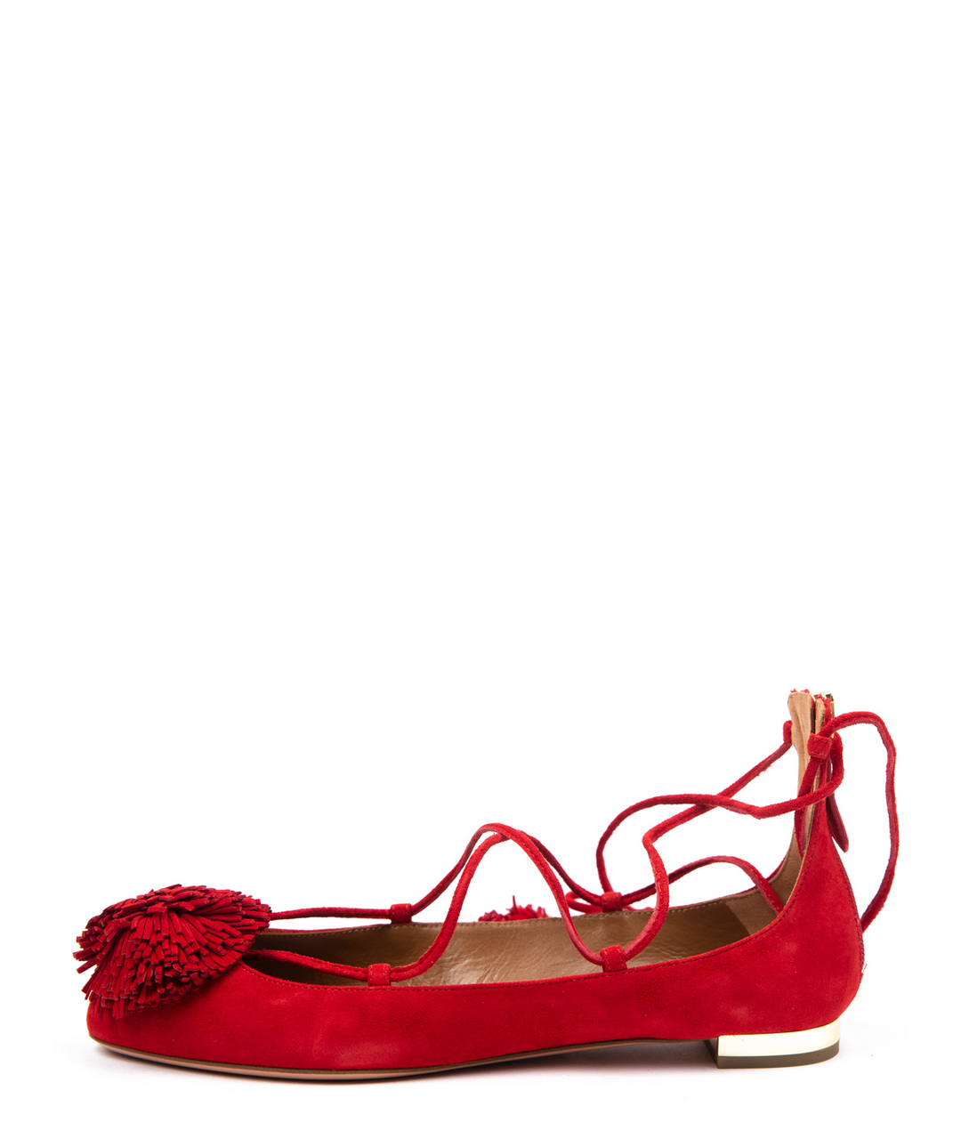 AQUAZZURA Красные кожаные балетки, фото 4