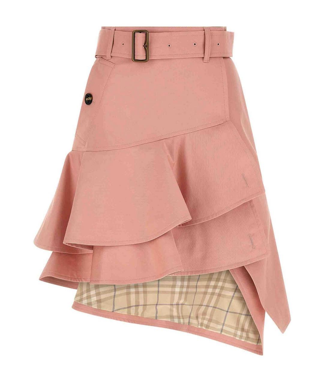 BURBERRY Розовая хлопковая юбка миди, фото 1