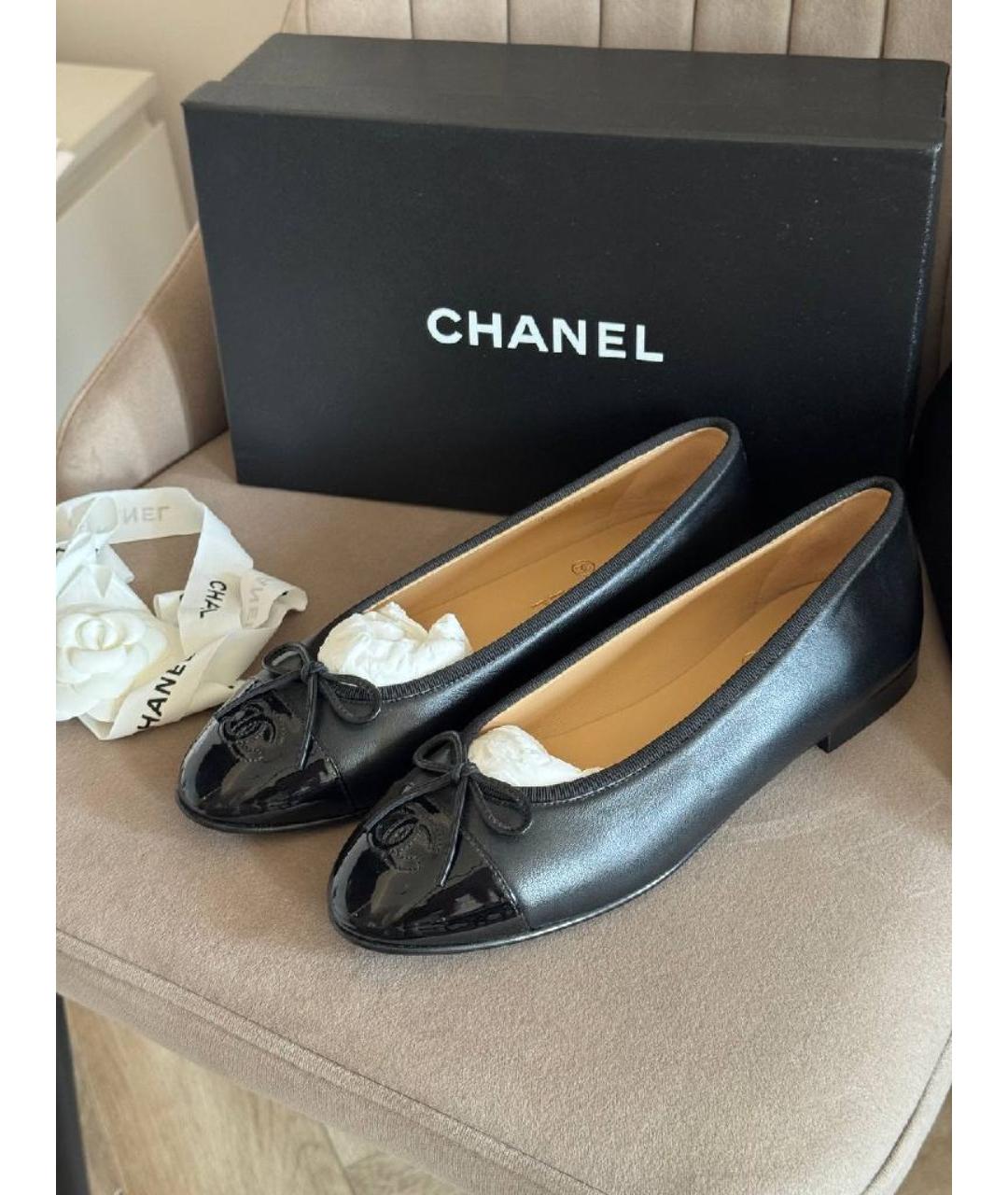 CHANEL Черные кожаные балетки, фото 5