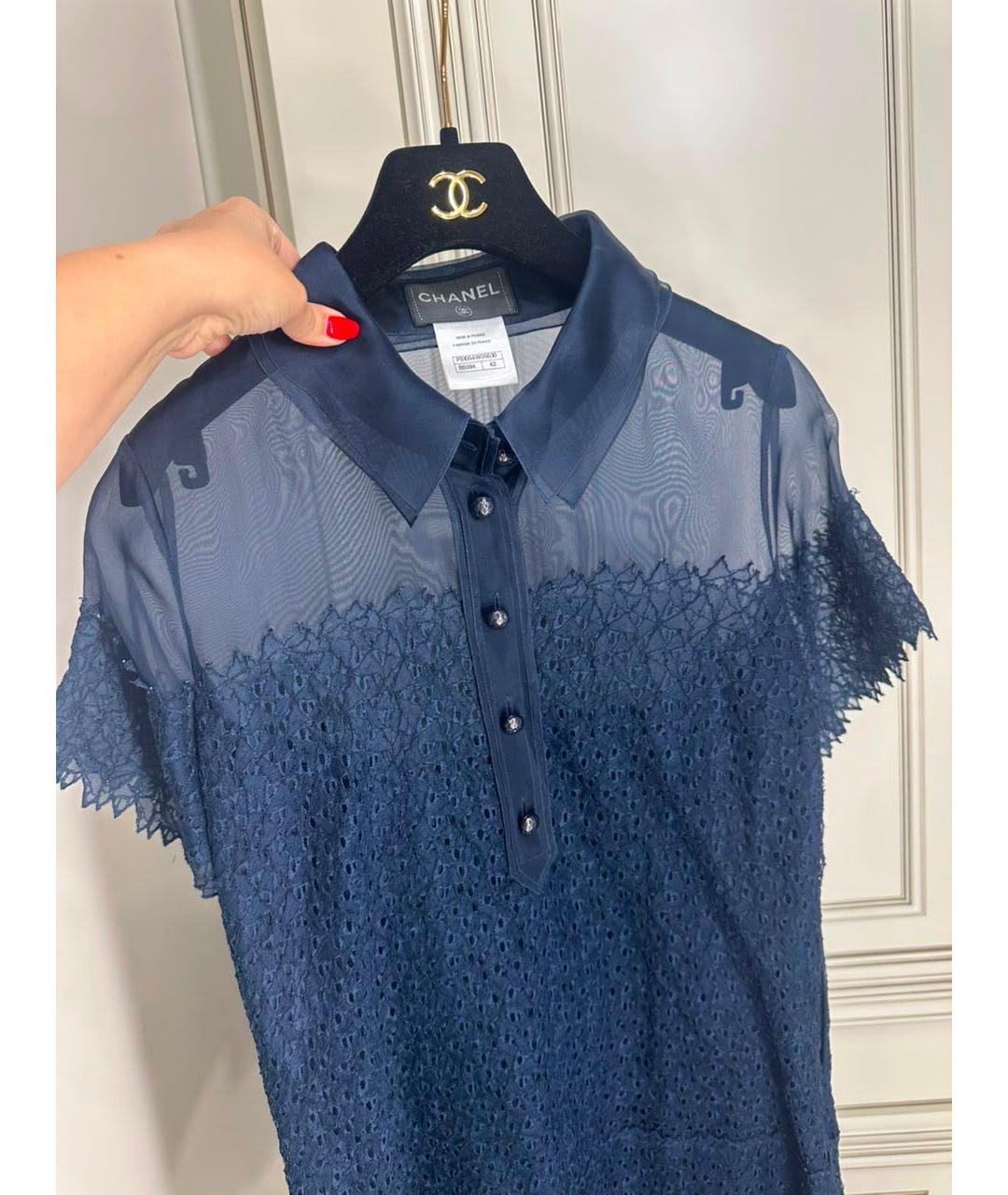 CHANEL Синее хлопковое повседневное платье, фото 2