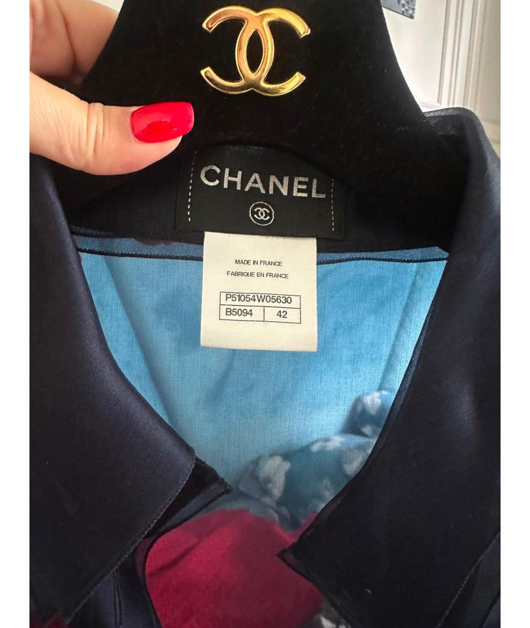 CHANEL Синее хлопковое повседневное платье, фото 3