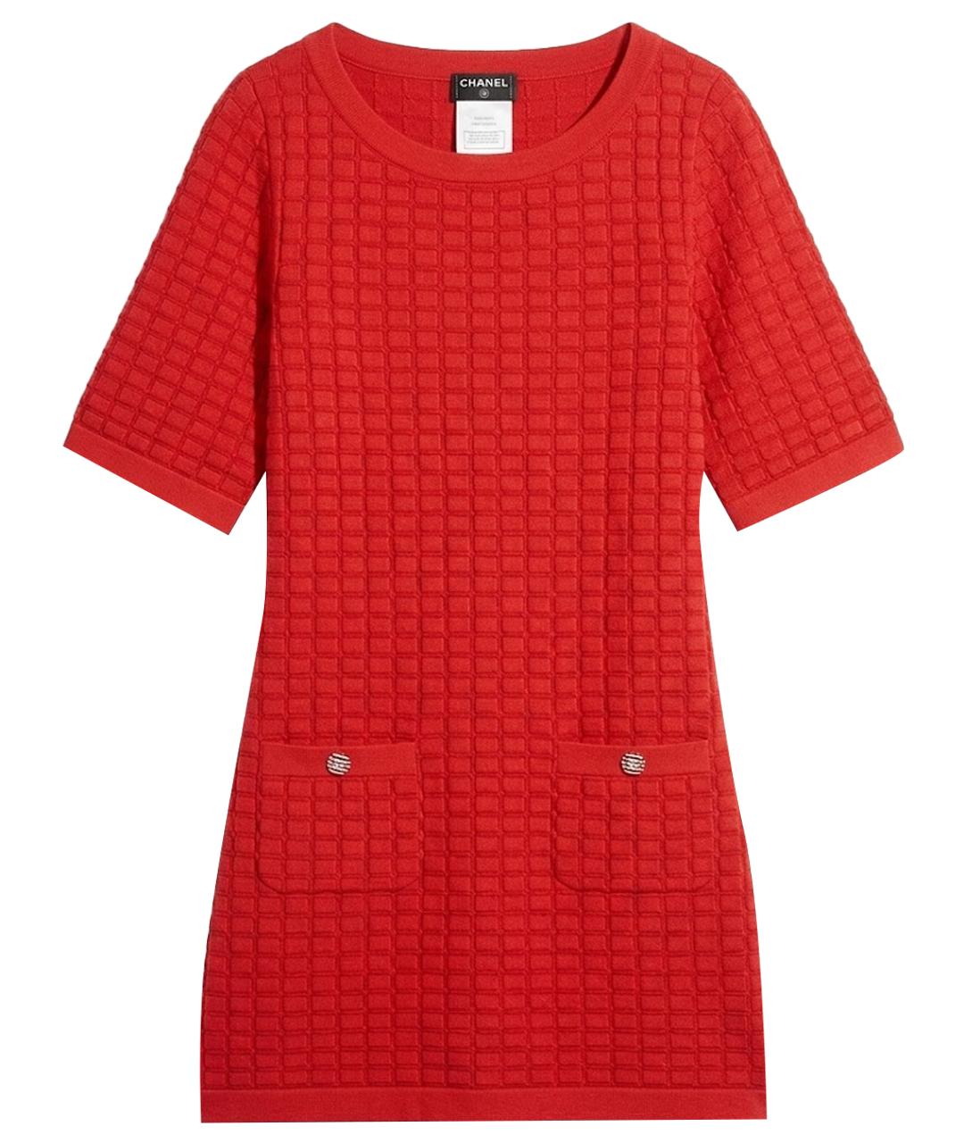 CHANEL Красное хлопковое повседневное платье, фото 1