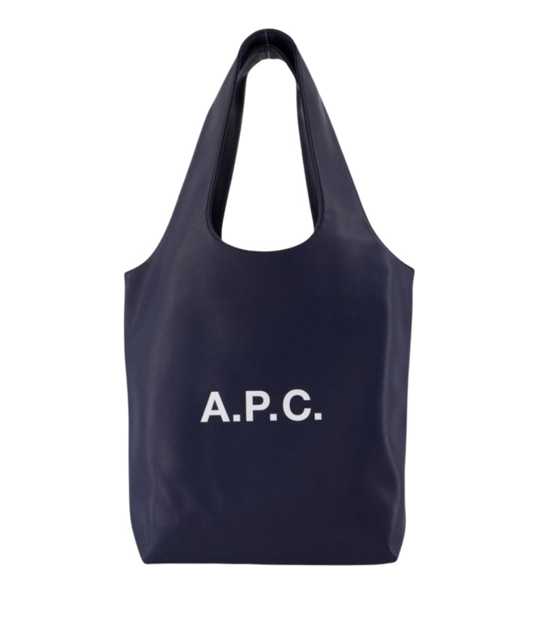 A.P.C. Темно-синяя сумка тоут из искусственной кожи, фото 1