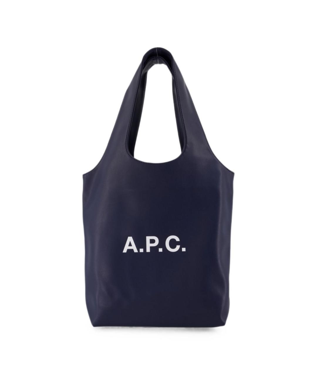A.P.C. Темно-синяя сумка тоут из искусственной кожи, фото 3
