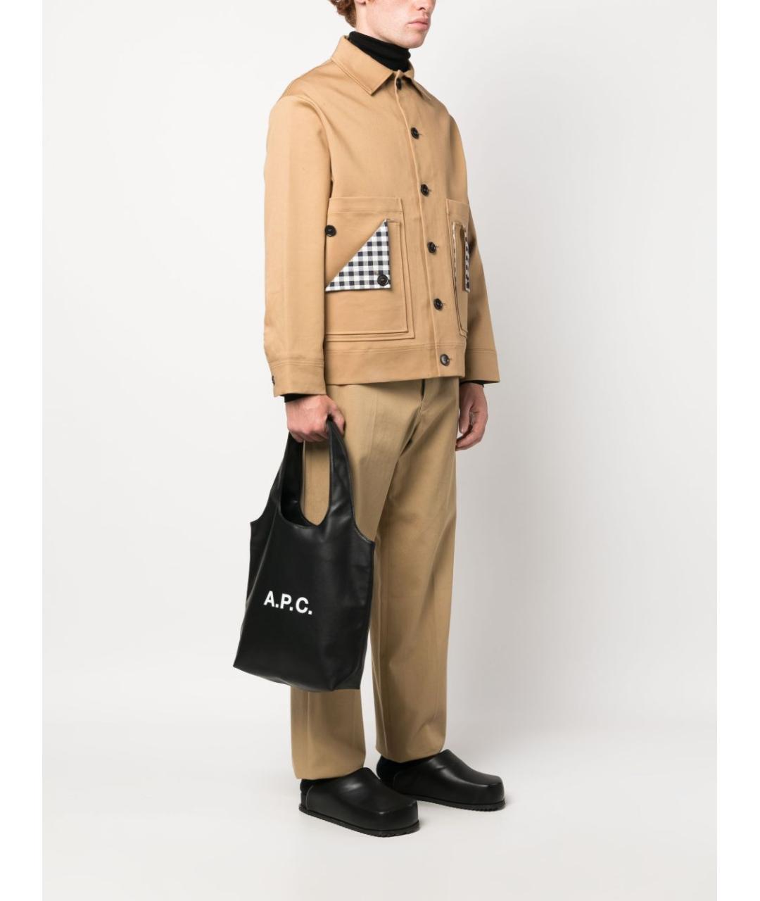 A.P.C. Черная сумка с короткими ручками из искусственной кожи, фото 5