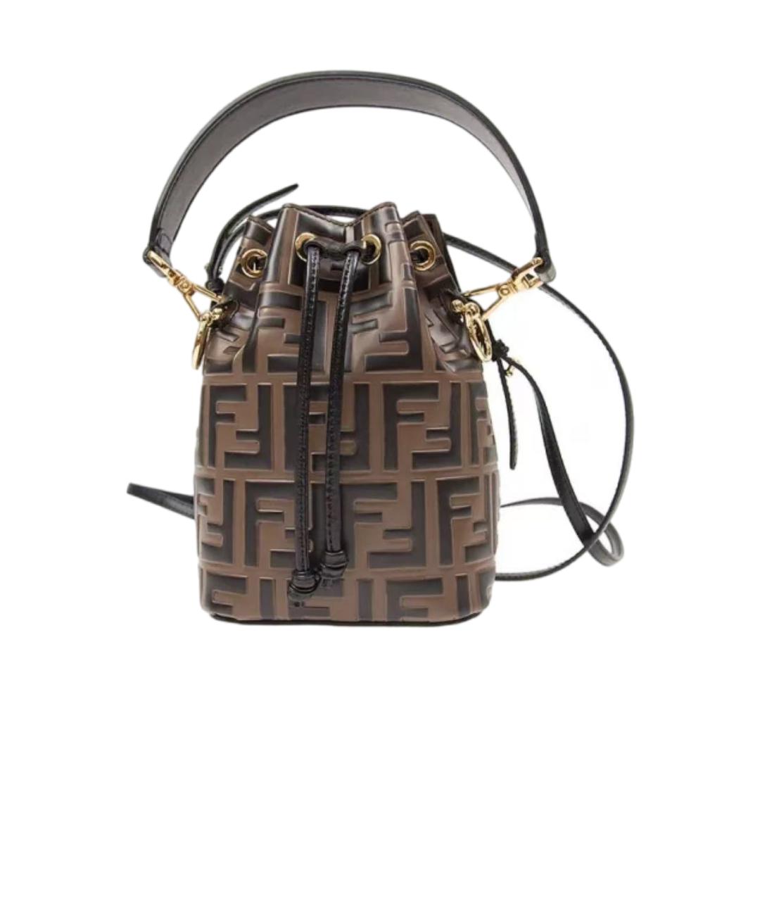 FENDI Коричневая кожаная сумка с короткими ручками, фото 4