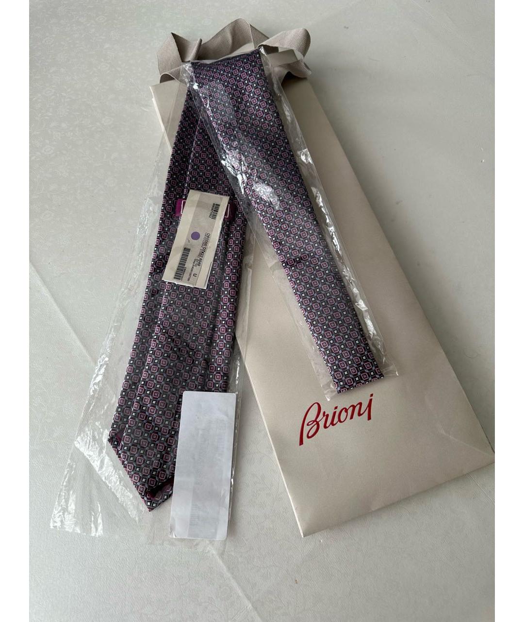 BRIONI Фиолетовый шелковый галстук, фото 3