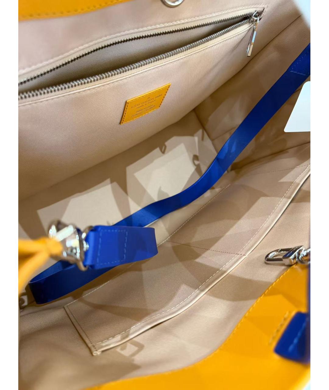 LOUIS VUITTON Желтая кожаная сумка тоут, фото 4