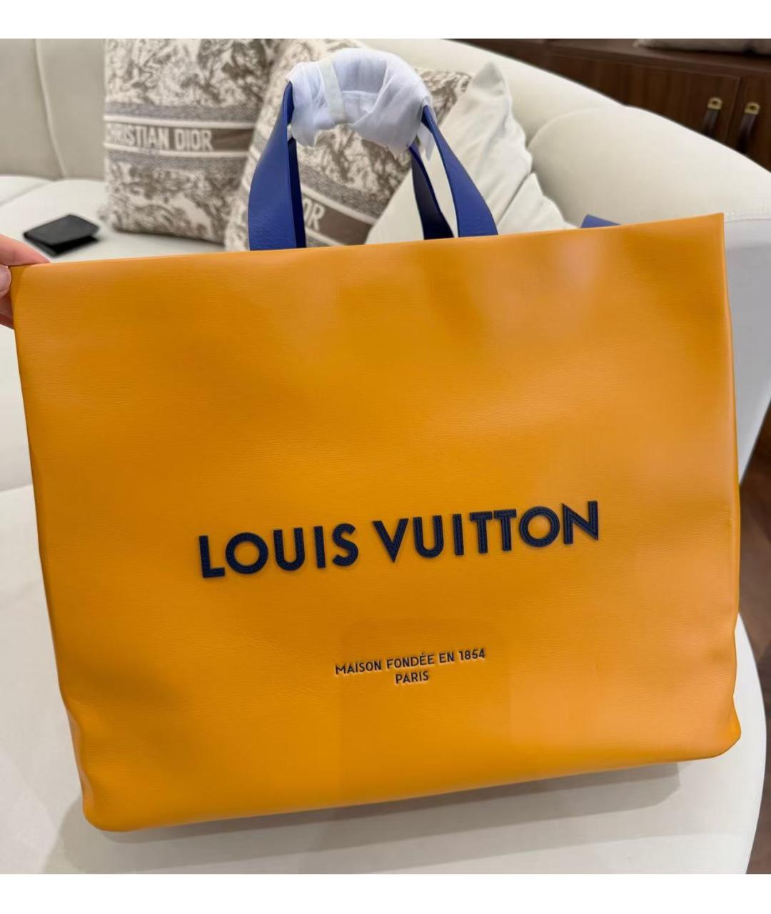 LOUIS VUITTON Желтая кожаная сумка тоут, фото 2