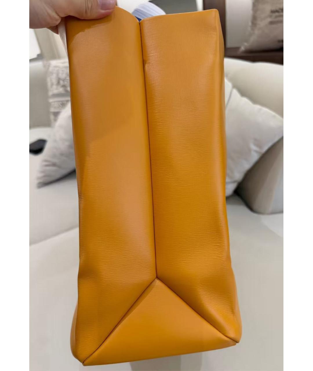 LOUIS VUITTON Желтая кожаная сумка тоут, фото 5