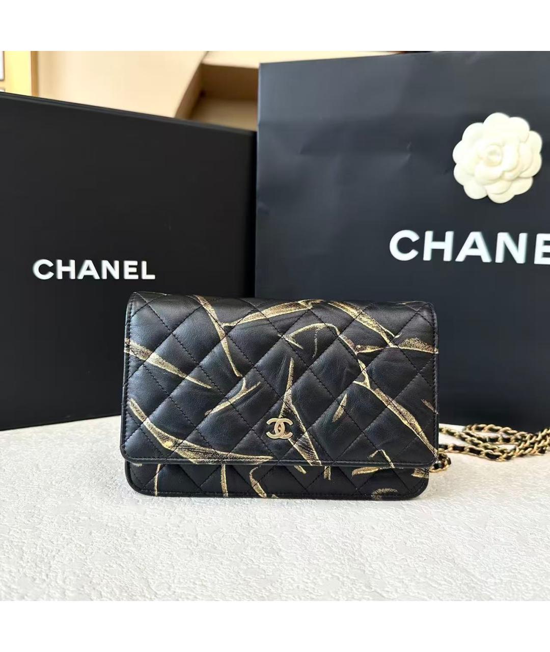 CHANEL Черная кожаная сумка через плечо, фото 2
