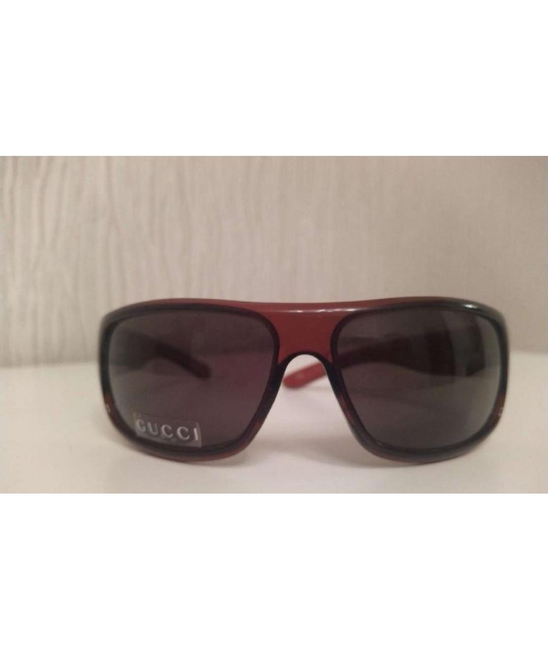 GUCCI Коричневые пластиковые солнцезащитные очки, фото 3