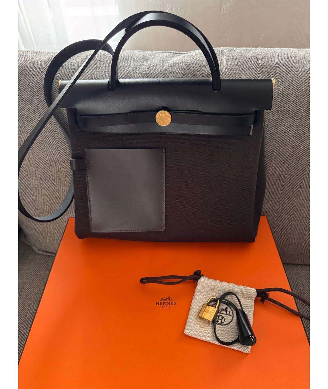 HERMES Коричневая тканевая сумка через плечо, фото 5