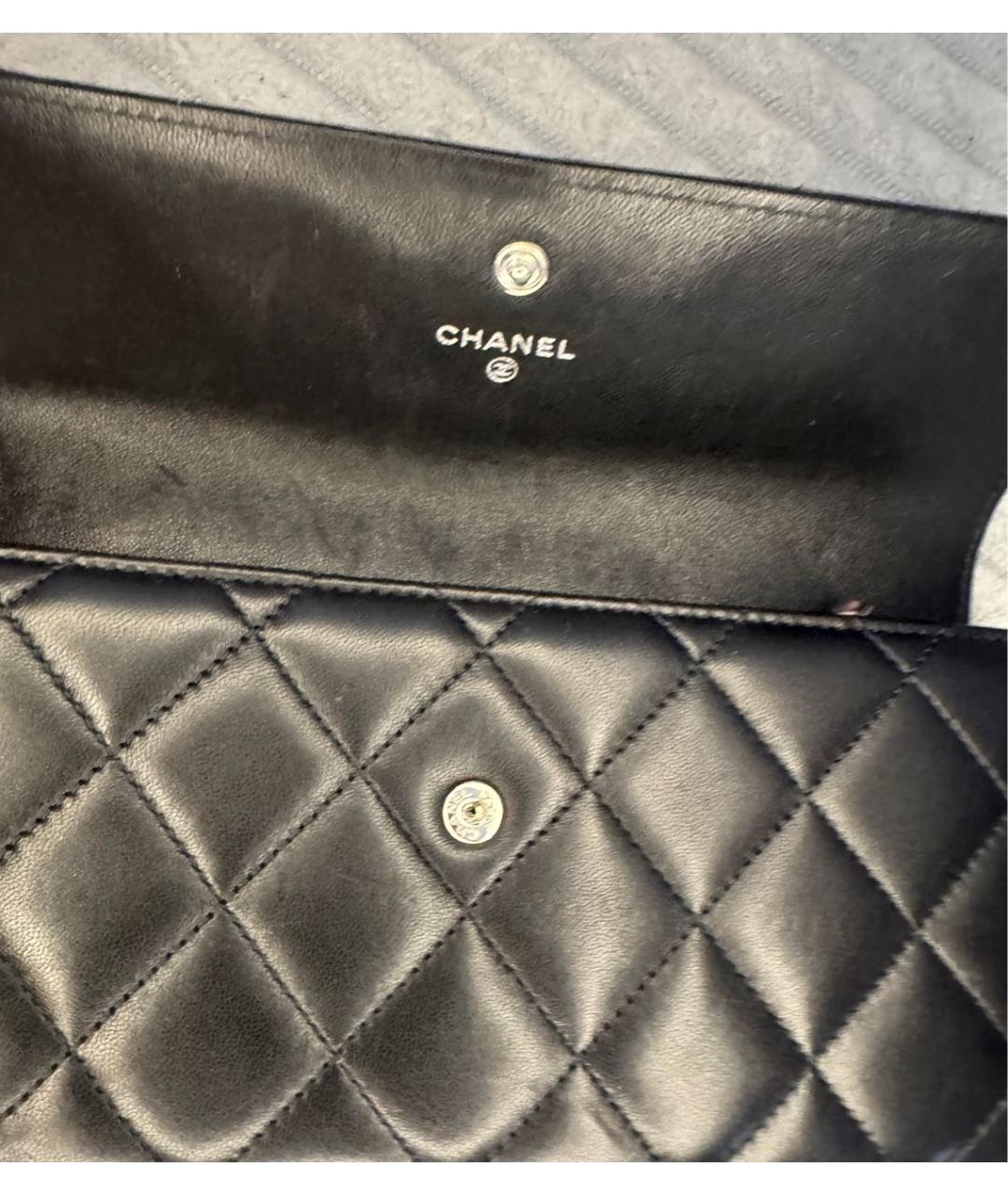 CHANEL Черный кожаный кошелек, фото 4