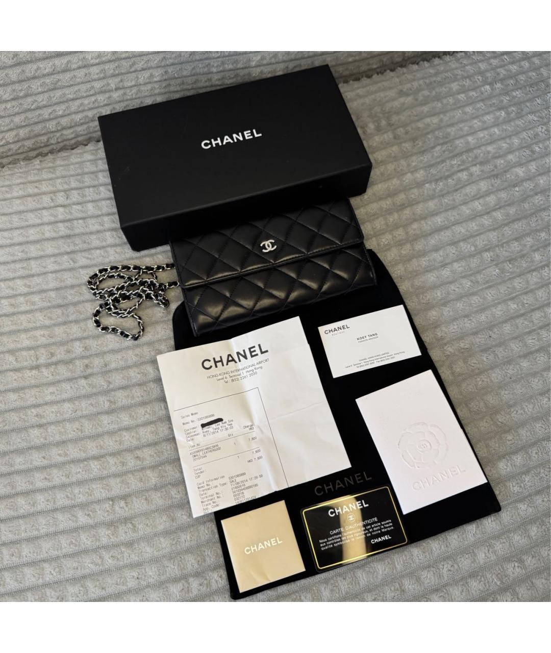 CHANEL Черный кожаный кошелек, фото 2