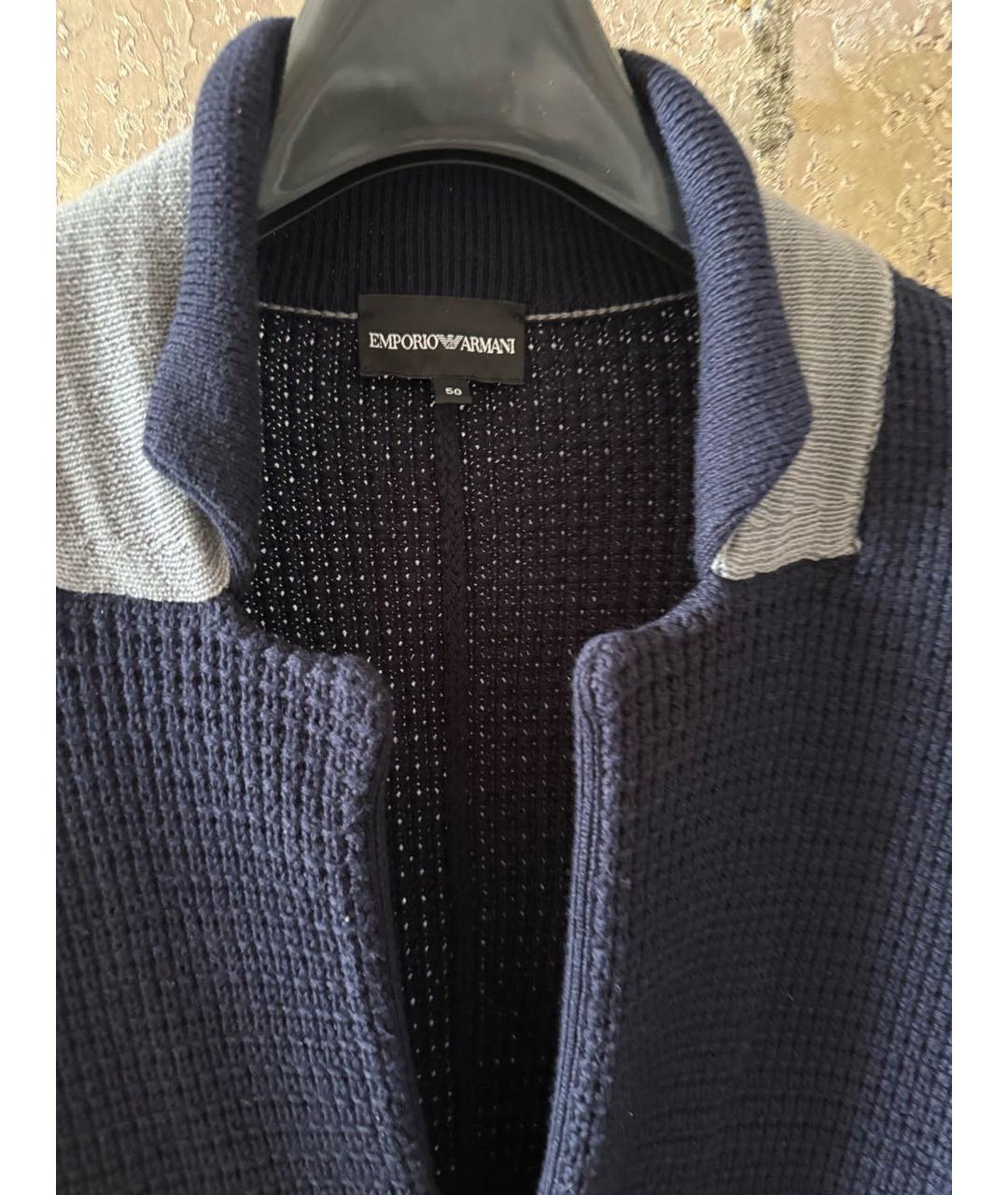 EMPORIO ARMANI Синий хлопко-эластановый кардиган, фото 4