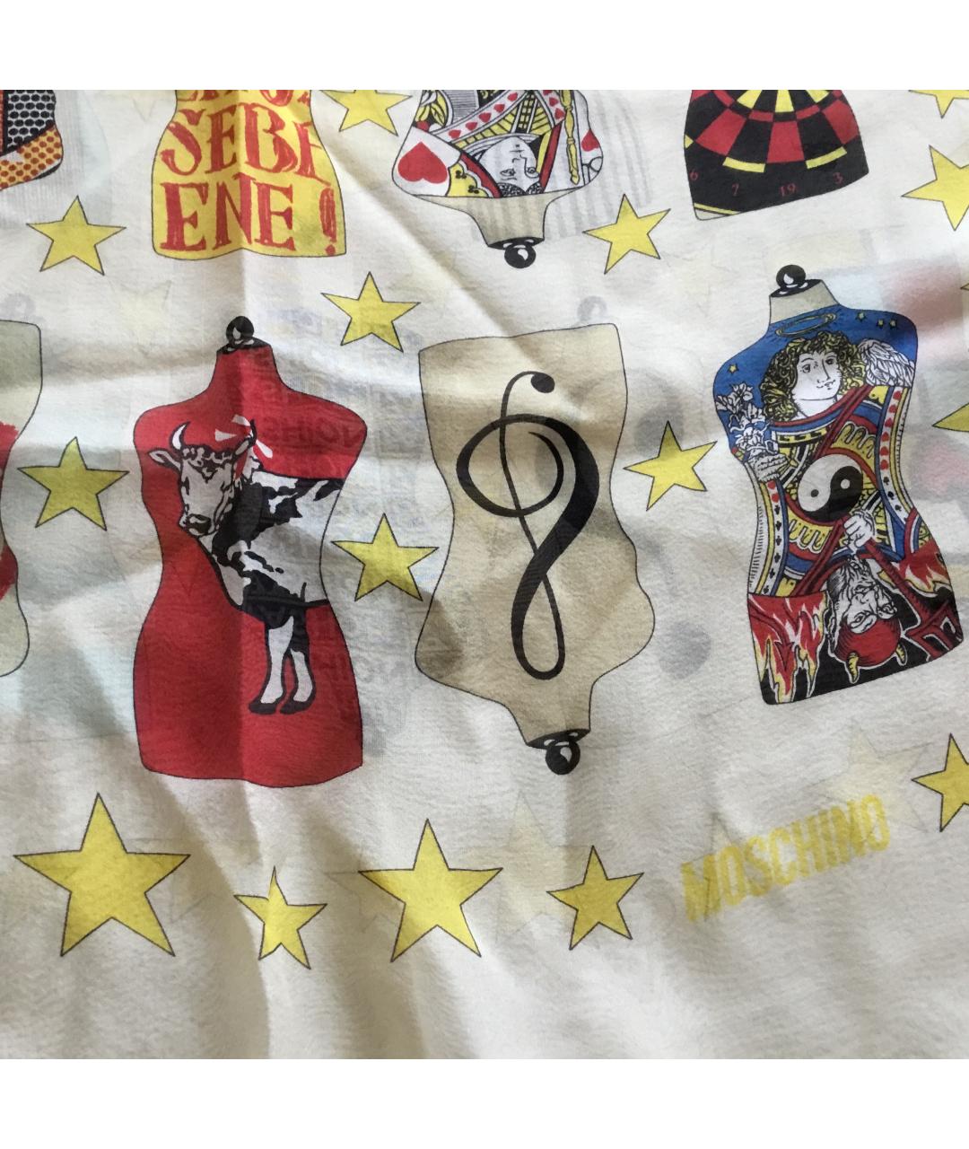 MOSCHINO Белый шелковый шарф, фото 6