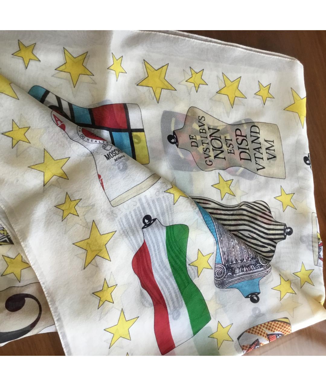 MOSCHINO Белый шелковый шарф, фото 3