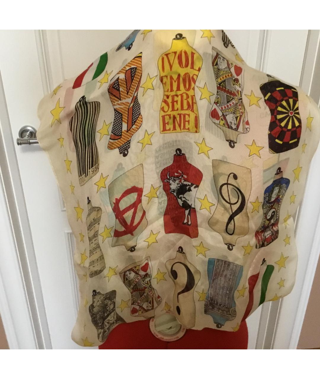 MOSCHINO Белый шелковый шарф, фото 7