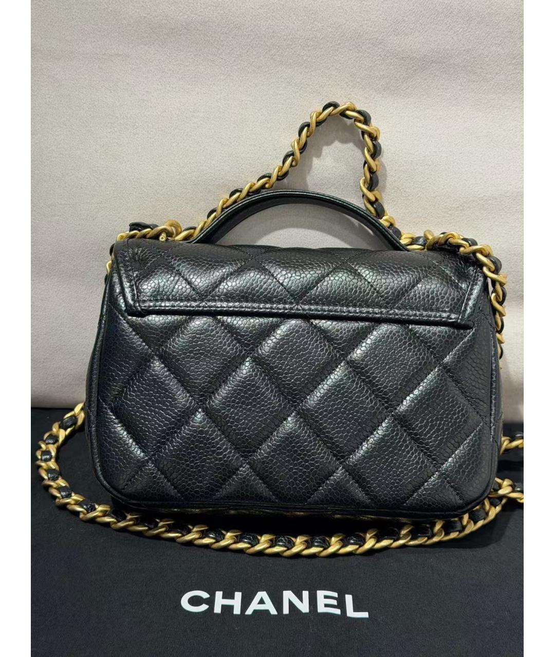 CHANEL Черная кожаная сумка с короткими ручками, фото 3