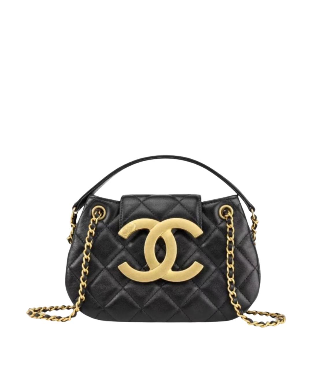 CHANEL Черная кожаная сумка с короткими ручками, фото 1