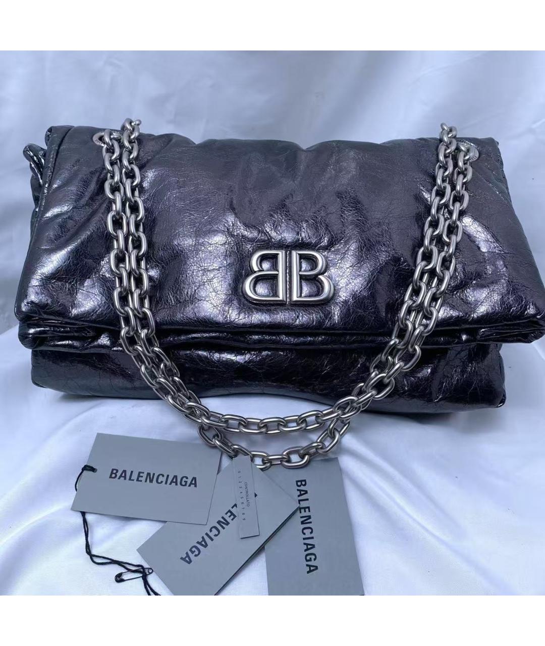 BALENCIAGA Черная кожаная сумка через плечо, фото 2