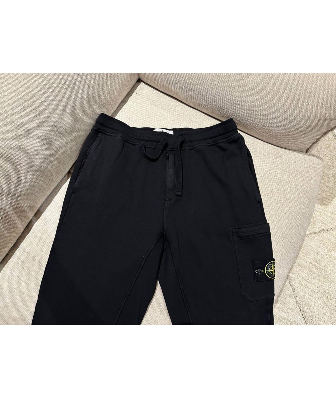 STONE ISLAND Черные хлопковые повседневные брюки, фото 4