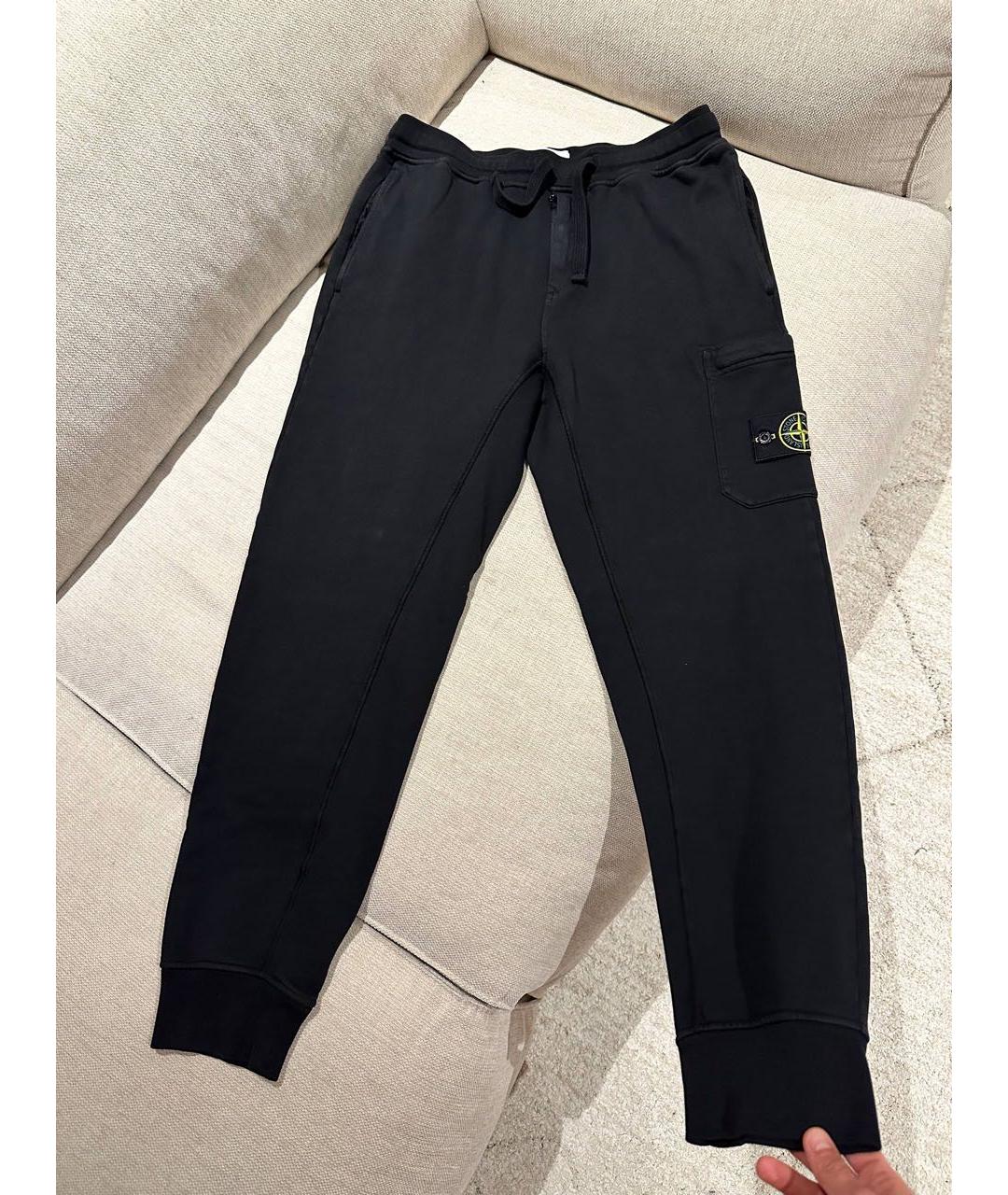 STONE ISLAND Черные хлопковые повседневные брюки, фото 3