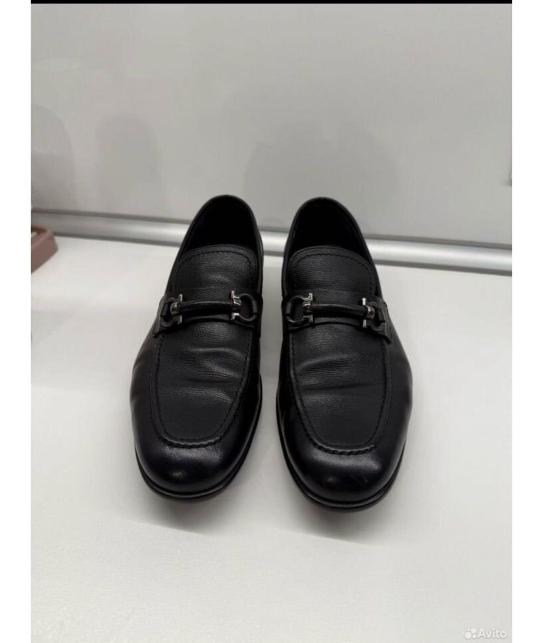 FERRAGAMO Черные кожаные лоферы, фото 5