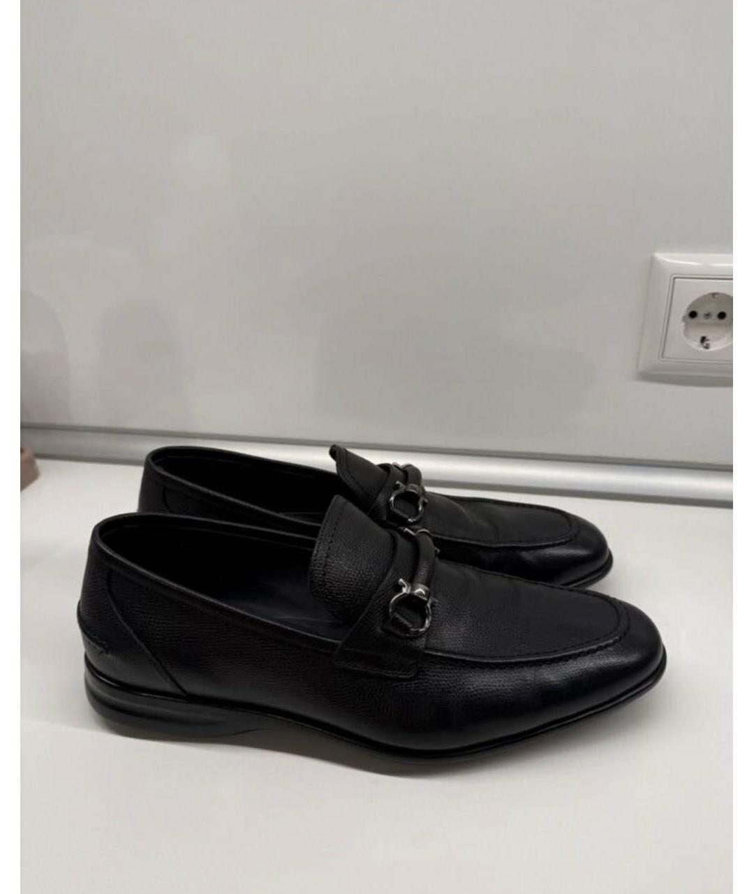 FERRAGAMO Черные кожаные лоферы, фото 6
