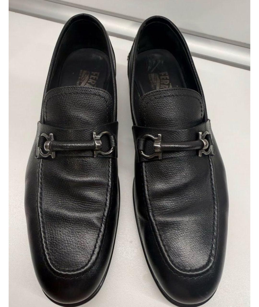 FERRAGAMO Черные кожаные лоферы, фото 4