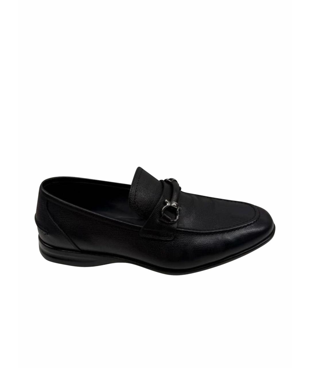 FERRAGAMO Черные кожаные лоферы, фото 1