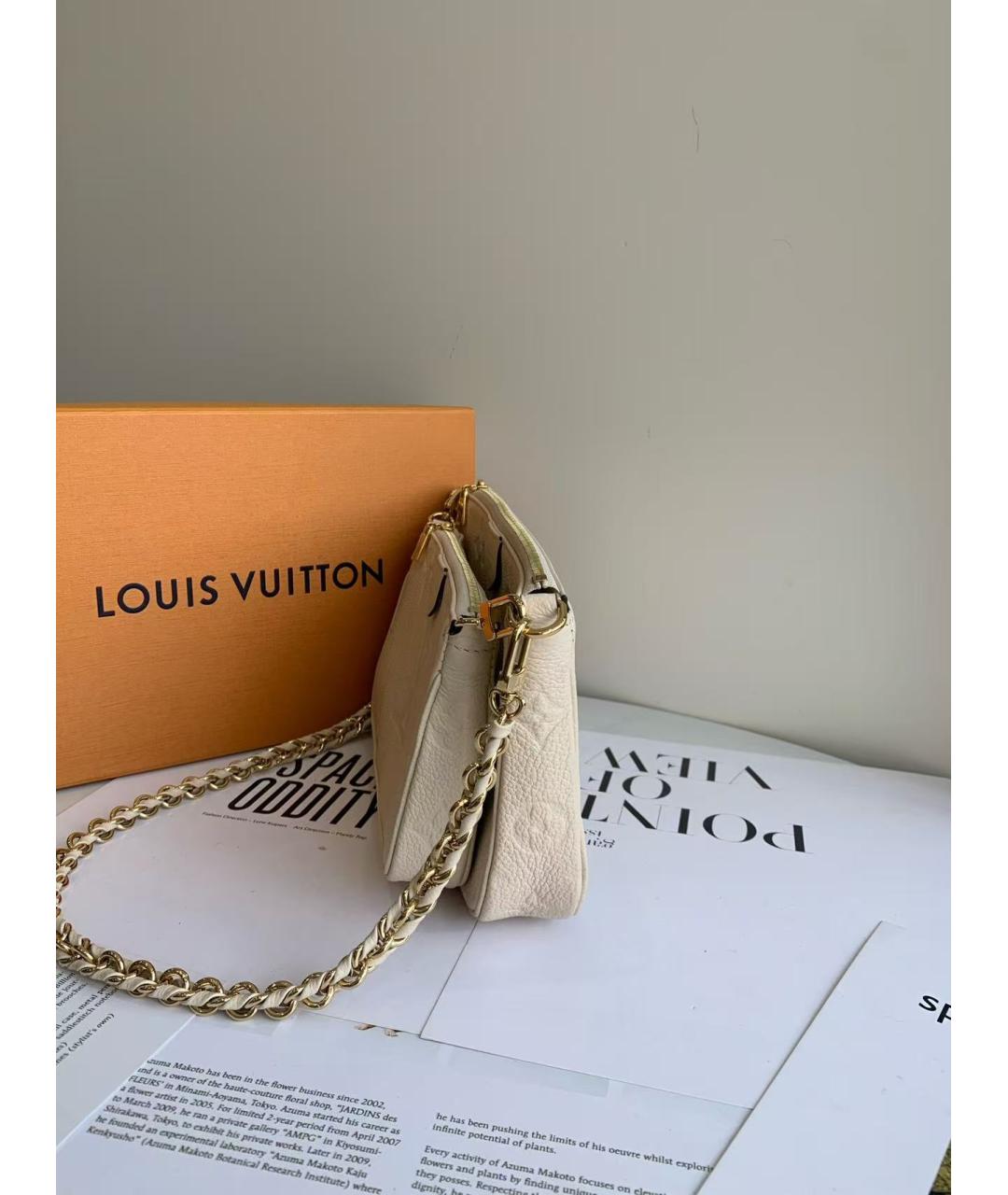 LOUIS VUITTON Бежевая кожаная сумка через плечо, фото 4