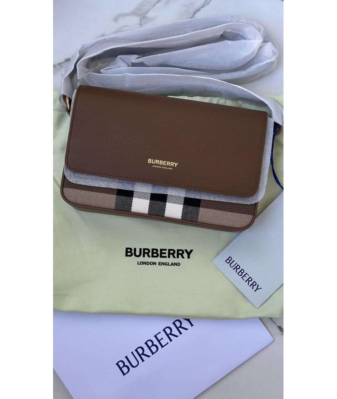 BURBERRY Коричневая кожаная сумка через плечо, фото 2