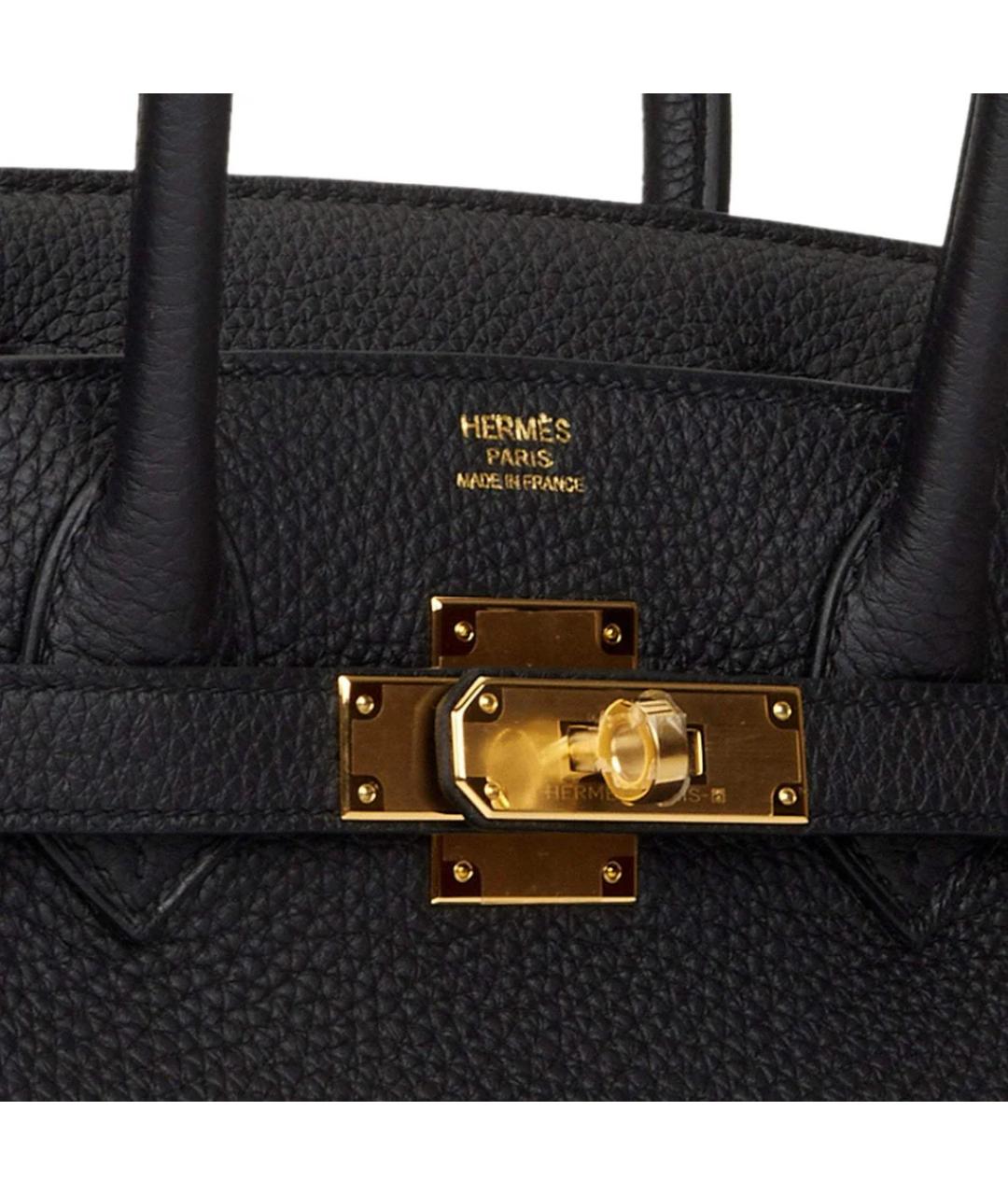 HERMES Черная кожаная сумка с короткими ручками, фото 4