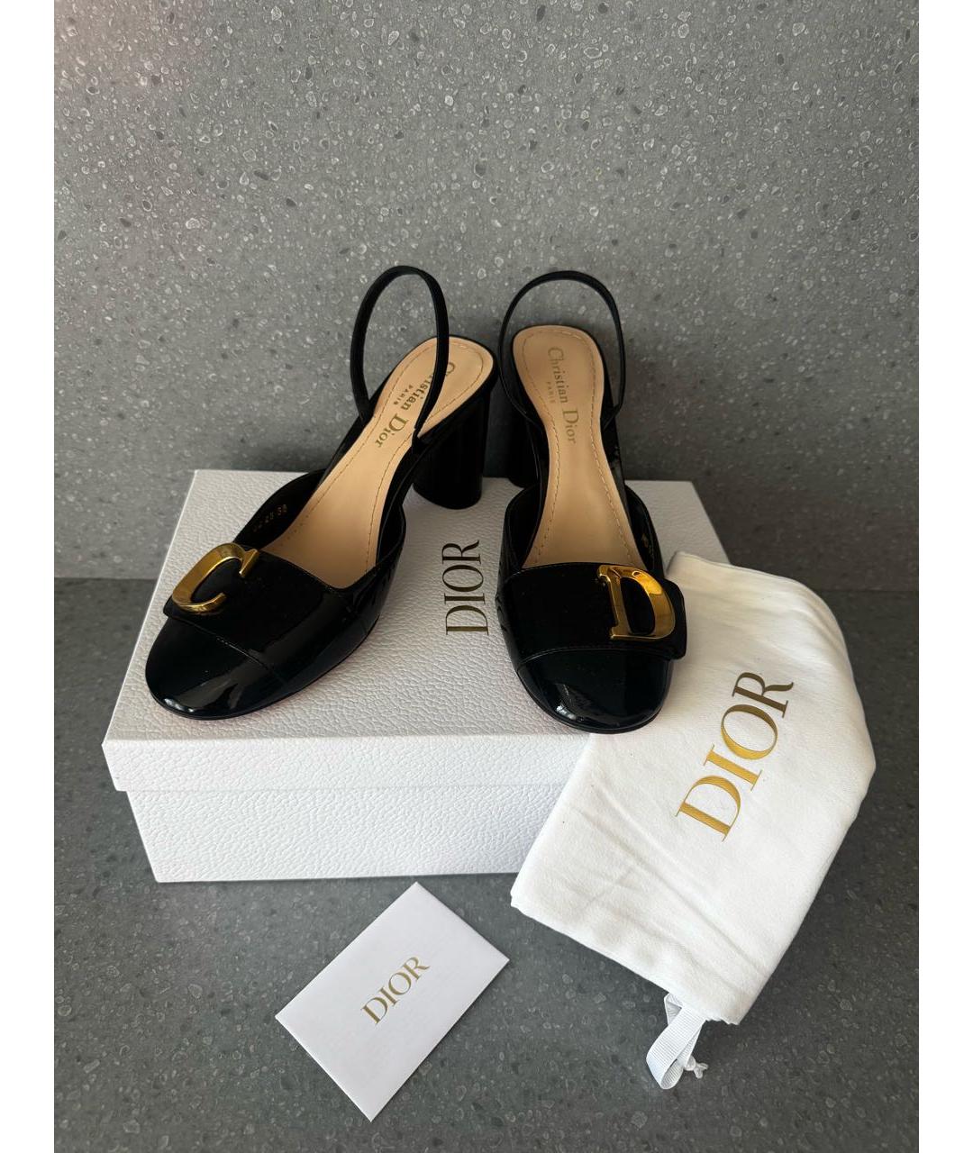 CHRISTIAN DIOR Черные кожаные босоножки, фото 3