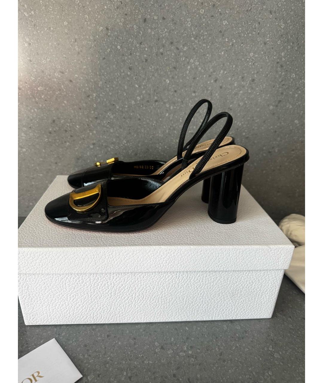 CHRISTIAN DIOR Черные кожаные босоножки, фото 5