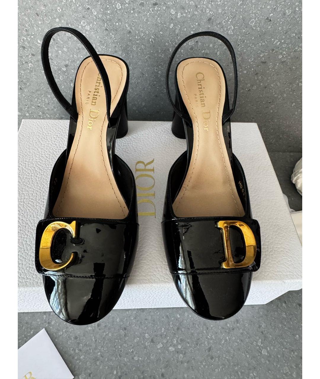 CHRISTIAN DIOR Черные кожаные босоножки, фото 2